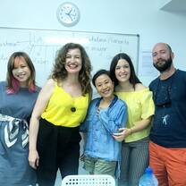 Enjoying our lessons with students from different countries!