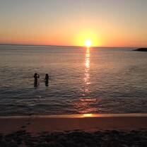 The sunset over the ocean in The Galapagos Islands