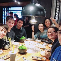 Having Korean BBQ with host sister.