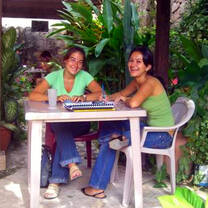 Two girls studying