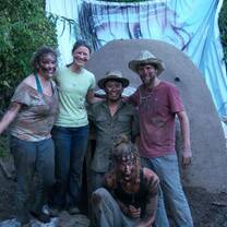 Interns building the Sauna in 2011.