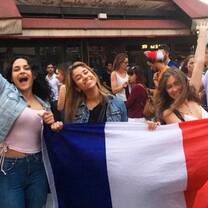 group with France flag