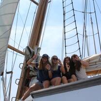 Students aboard SSV Corwith Cramer during SEA Expedition, summer, 2018.