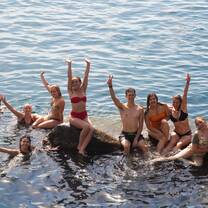 Study abroad participants enjoying the water in Italy