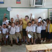 Having fun volunteering at a school on a gap year in Thailand 