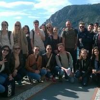 Young group of students on excursion