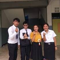 I am posing with some interns who are studying to become English teachers. 