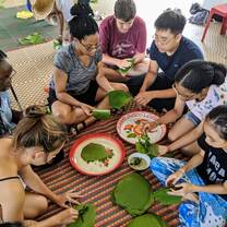 Experimenters making Thai snacks. 