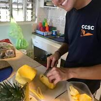 Preparing healthy snacks at the Beach House!