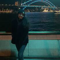 This is my with the Sydney Harbor Bridge. It's lit up because they were taken during the Vivid light festival in Sydney