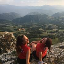 This is my friend and I, on top of a huge rock in the middle of Italy! Pietra di Bismantova, located in Reggio Emilia. We we're so lucky we we're able to climb the mountain and see amazing views like this one! 