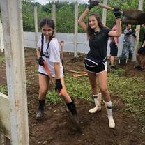 Working on one of the several projects: building an outdoor classroom