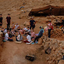 Drinking tea with nomads after a hike up the mountains