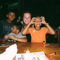 This was taken of me and a few campers during arts and crafts at camp!! 