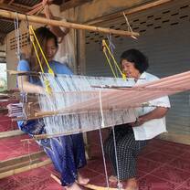 Homestay grandma teaching me how to weave