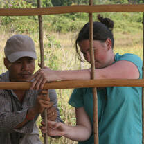 Pacific Discovery student joining wood with local help
