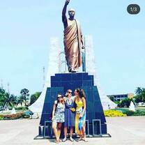 The Kwame Nkrumah Mausoleum and memorial park is located in downtown Accra, the capital of Ghana. It is dedicated to the prominent Ghanaian President Kwame Nkrumah. The memorial complex was dedicated in 1992, and is situated on the site of the former British colonial polo grounds in Accra
