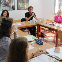 Lessons in a modern and fully equipped classroom