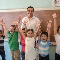 Volunteer teaches at the school in Armenia