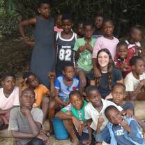 a volunteer with children