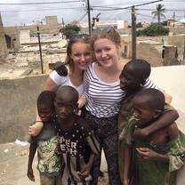 Care volunteers with the children