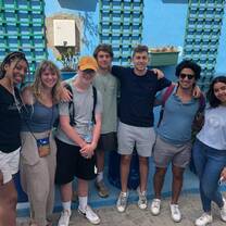 Lankey students in the blue city Chefchaouen, Morocco