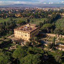 A shot of Villa La Pietra from above