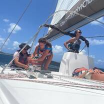 Group of teens sailing a yacht