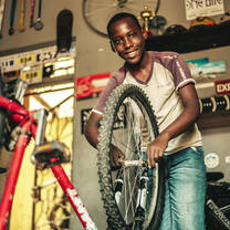 We offer mechanical training program for youth taking place weekly in our bike shop. It is an opportunity for them to develop a professional skill, to have an income, and to serve the community where they live. In addition they may become spreaders of bicycle lifestyle in their own social circle.