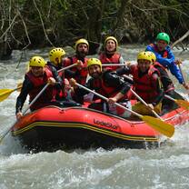 Rafting activity with students and teachers
