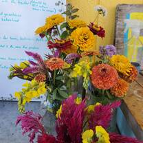 A vase of farm-grown flowers