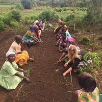 After a successful training on environmental conservation, volunteers from UK plants a model seed bed