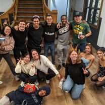A group of students poses for a photo