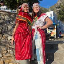 our students dressed in traditional clothing during a trip to the blue city, Chefchaouen!