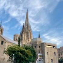 Side view of Sagrada Familia in Barcelona, Spain