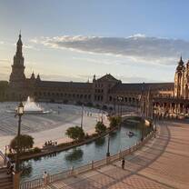 International students participating in a semester study abroad program in Spain exploring a historic city.