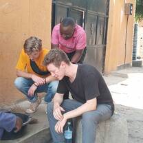 Volunteers were learning how to make briquettes using char