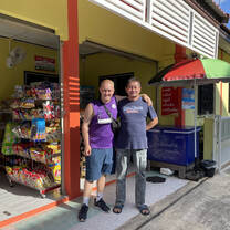 Josh and his favourite shopkeeper