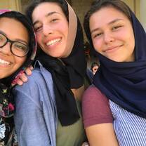 Exchange students enjoying their time together at school in Egypt