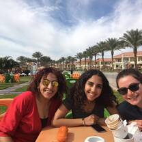 exchange students enjoying nice weather in Egypt