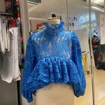 Lace blue blouse with peplum