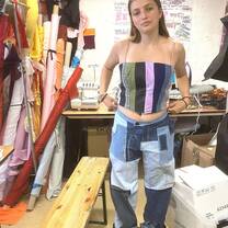 Patchwork corset and jeans
