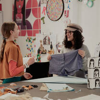 Students discussing projects