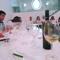students at a wine tasting 