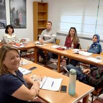 Lessons in a modern and fully equipped classroom