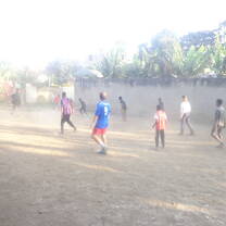 Soccer after training in a small pitch 