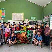 Volunteers working on conservation education in nearby communities