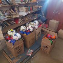 Box with soccer balls