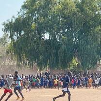 Kids playing soccer