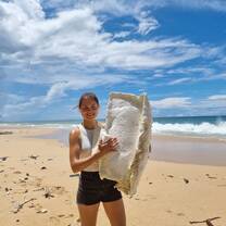 Volunteers take part in beach cleanup activity